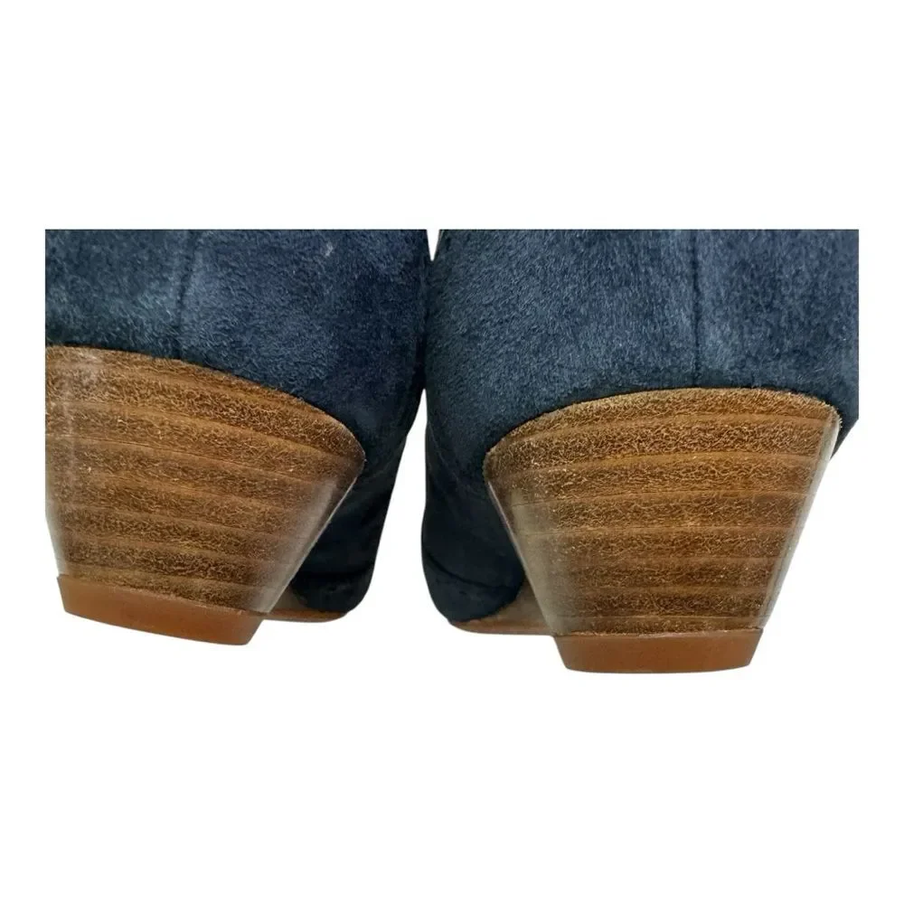 Hotter Brigitte Navy Suede Wedge‎ Loafers Tassel Brogue Detail Women US 9 UK 7